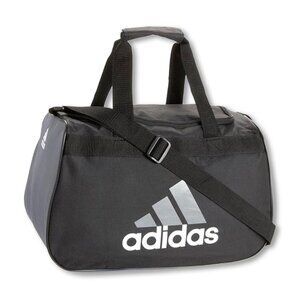 Adidas Duffel Bag Black Gray Logo Small Gym Sports Bag Shoulder Strap NWT
